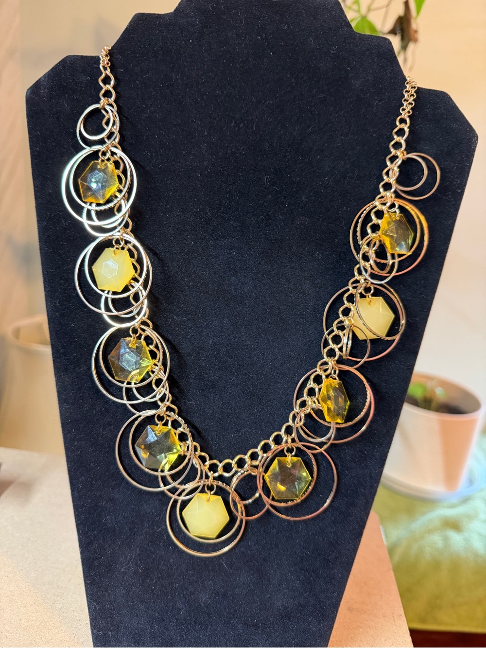 Gold-Tone Yellow Crystal Statement Necklace - Women Jewelry